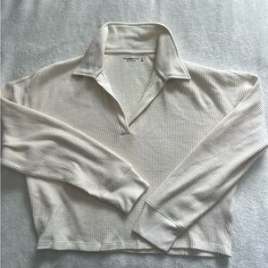 Cream Long Sleeve Collared Top